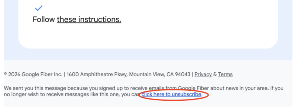 Example of unsubscribe here link