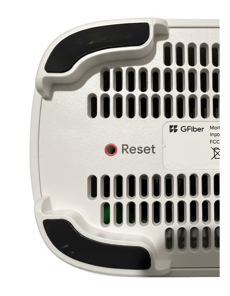 Underside view of the GFiber Wi-Fi 7 Router (GRBE331C)