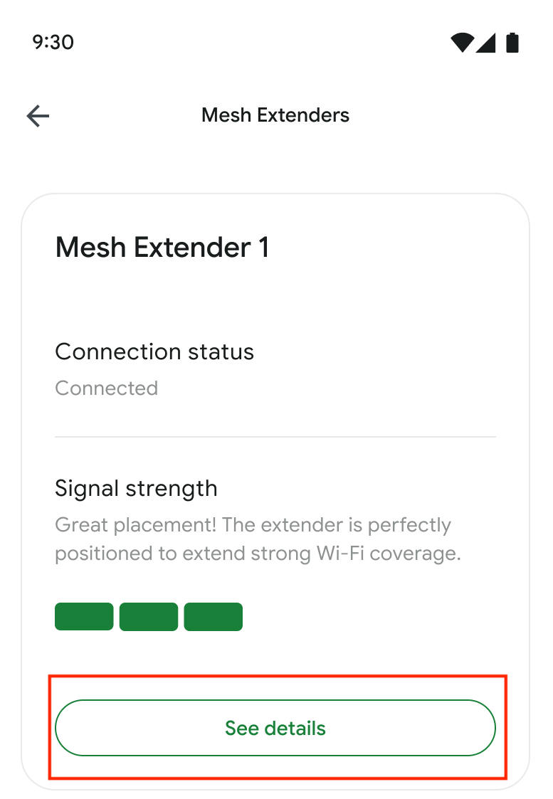 Mesh extender details on the GFiber App