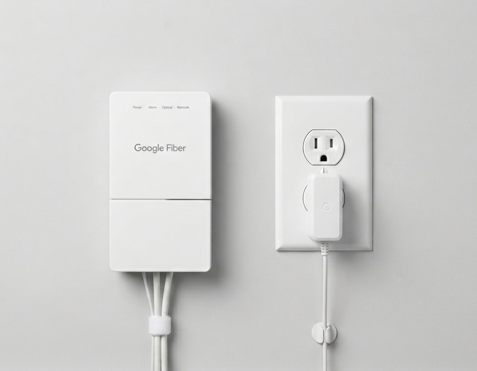 Fiber Jack plugged in to wall
