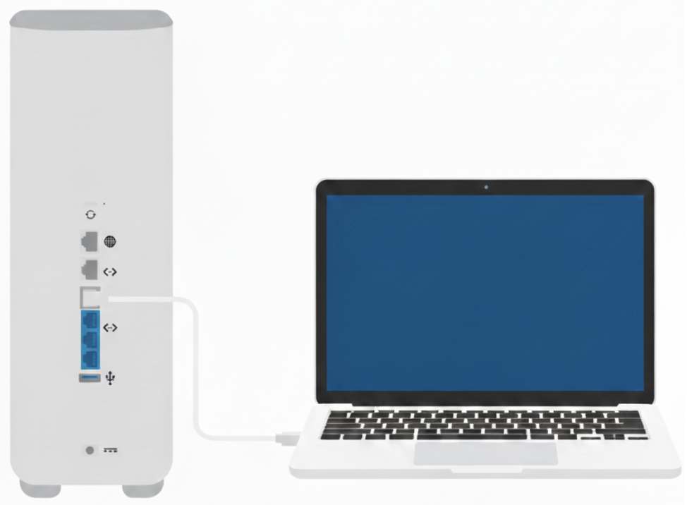 Computer is plugged into the silver 10G LAN port