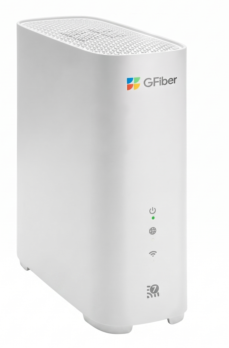 Front view of the GFiber Wi-Fi 7 Router (GRBE331C)
