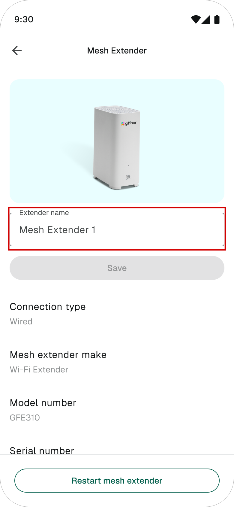 Rename extender screen on gFiber App