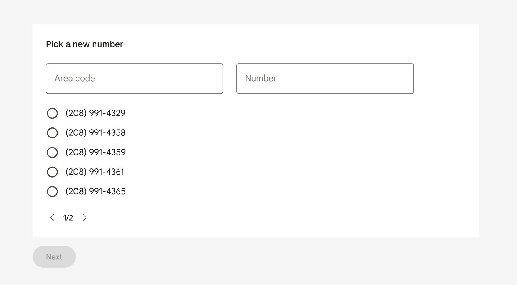 Pick a phone number