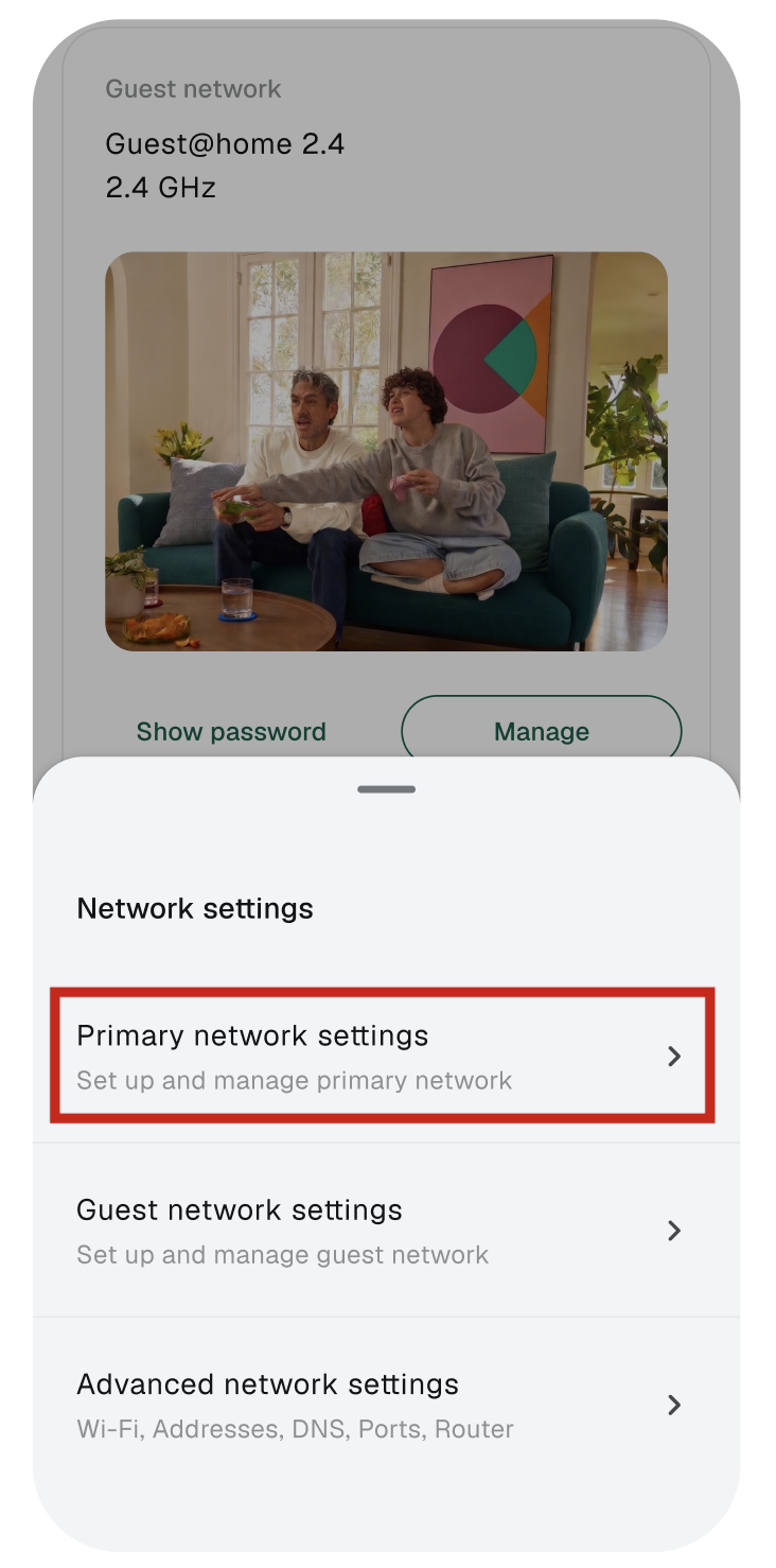 Primary network settings