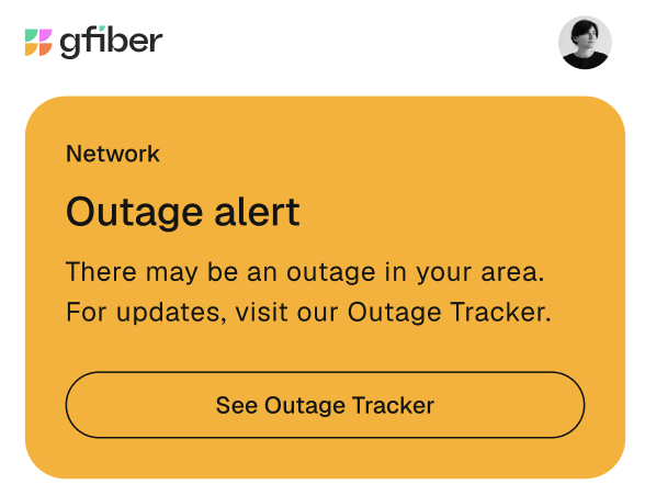 Router connection is down screen on gFiber App