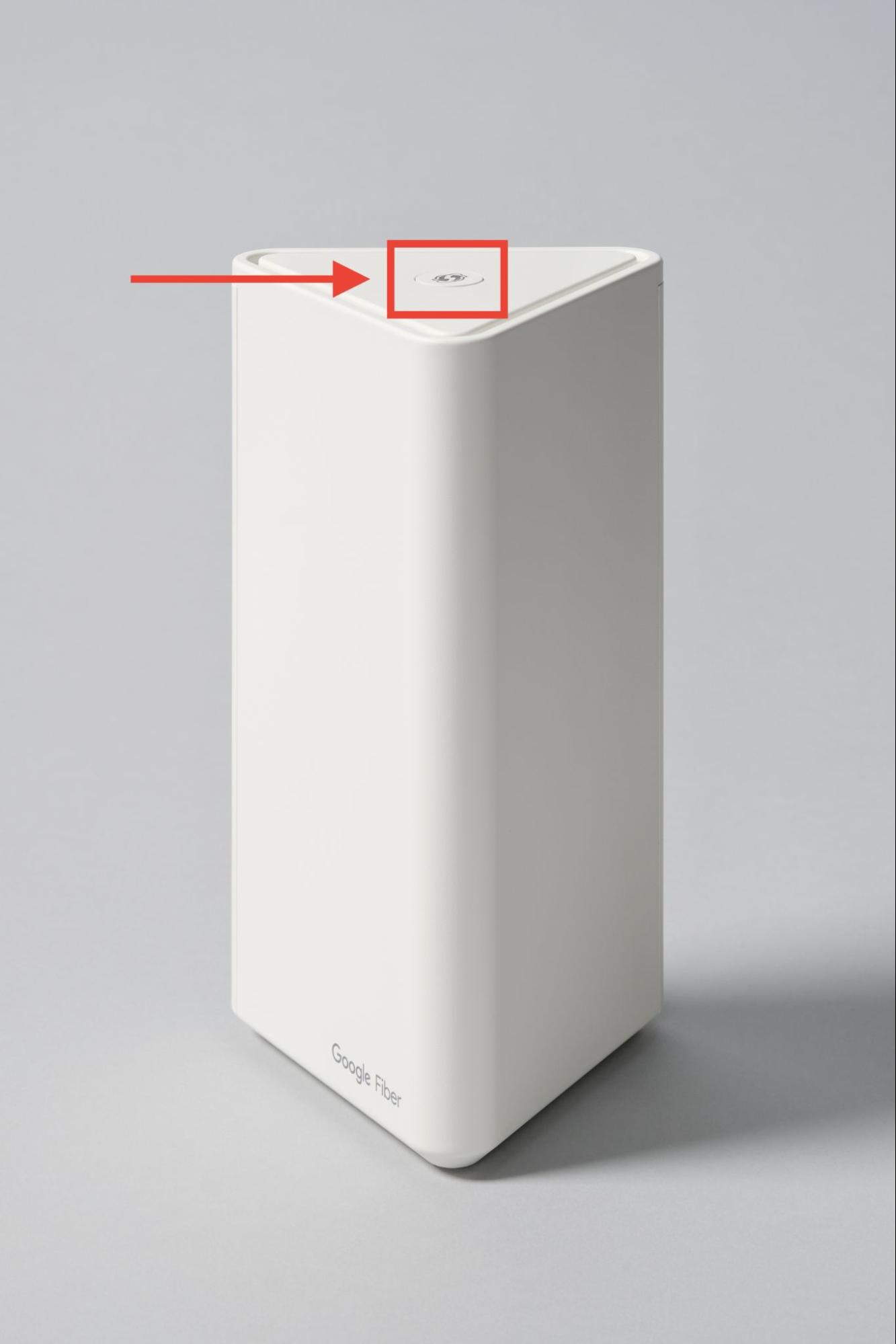 Top of GFiber Wi-Fi 6 Mesh Extender with WPS button highlighted
