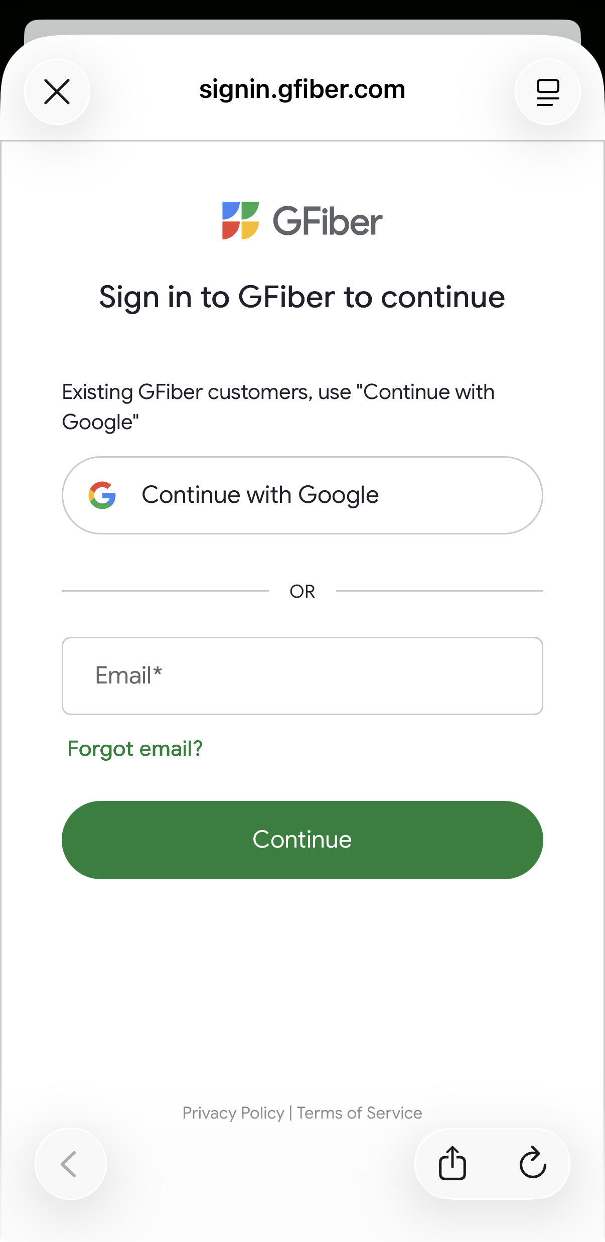 GFiber App sign in page.jpg