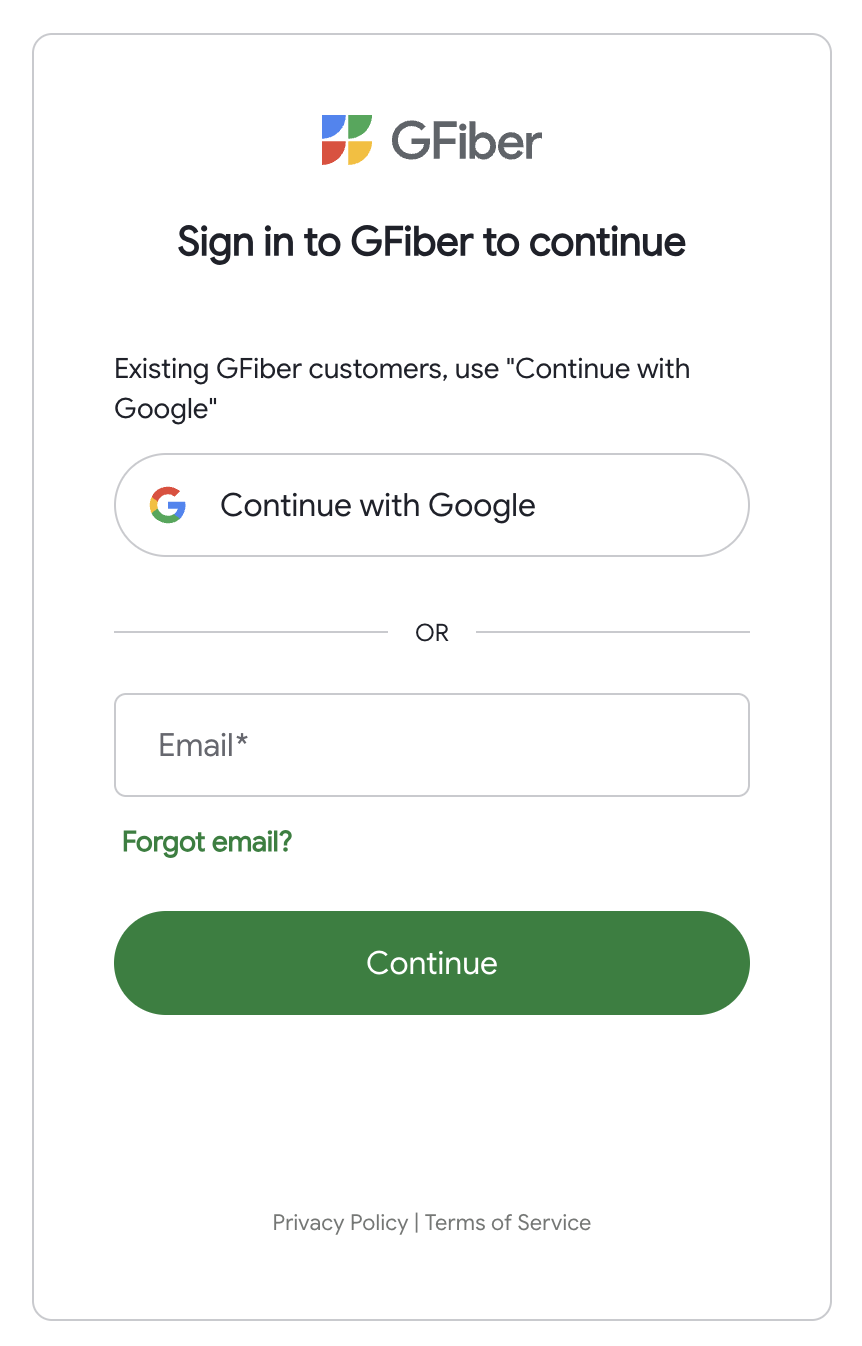 Sign in page