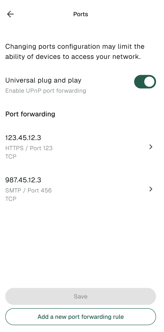 UPNP screen on gFiber App