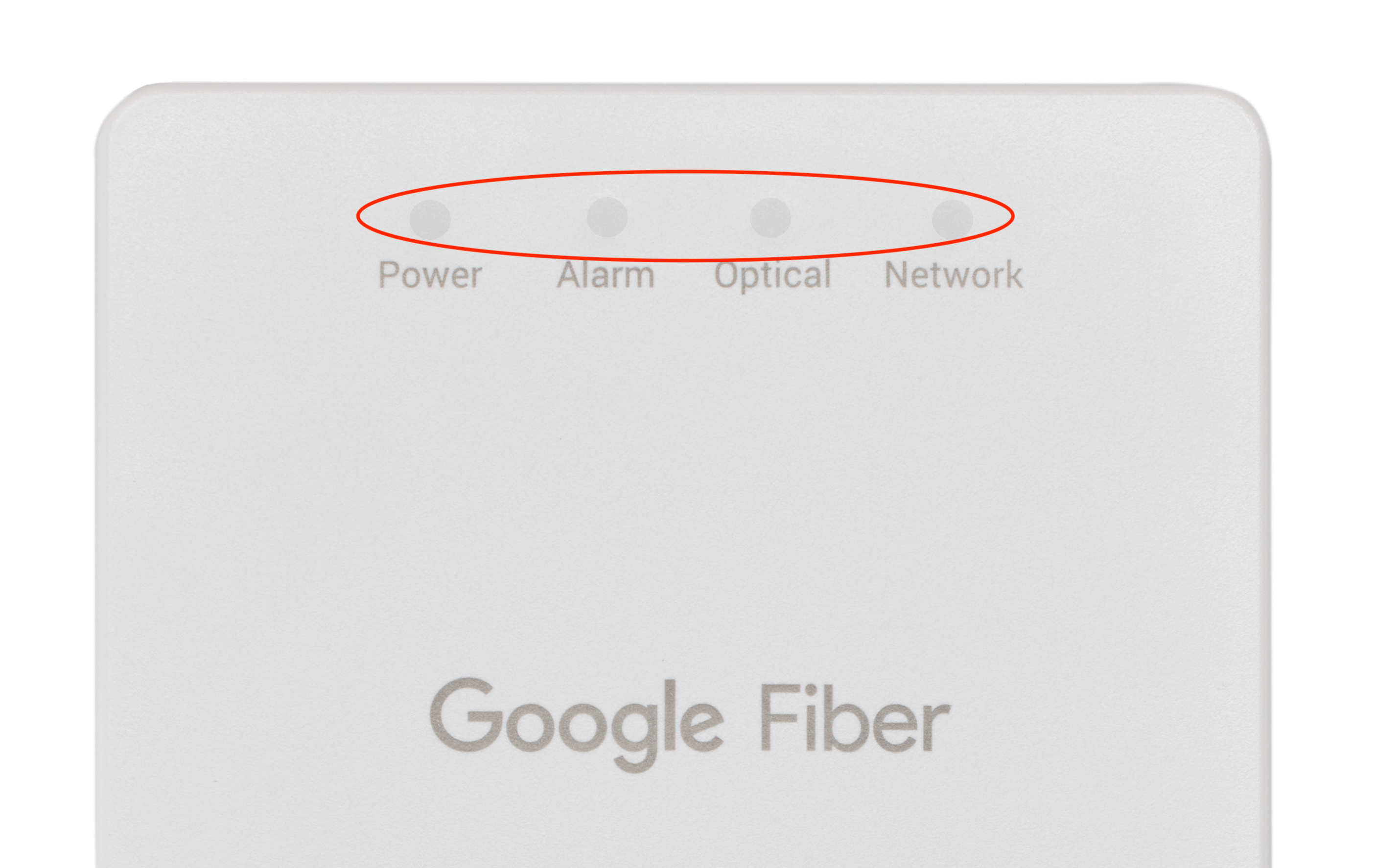 A GFiber four-light Fiber Jack with led light highlighted.
