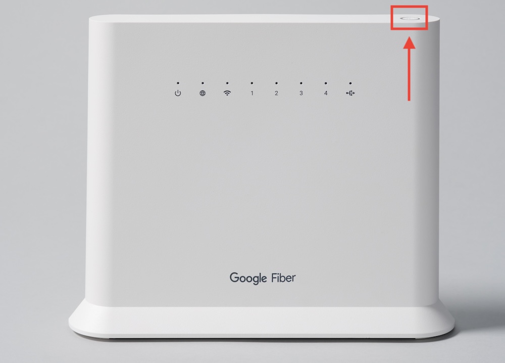 Front of GFiber Wi-Fi 6 Router with WPS button highlighted