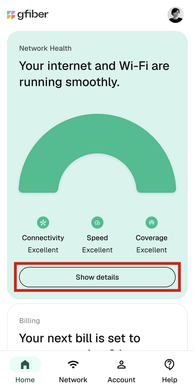 Homescreen show network details.png